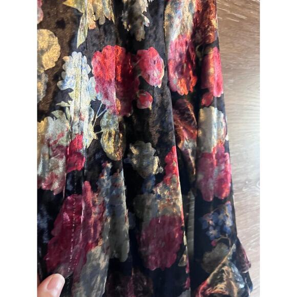 BCBG GENERATION sz Small Floral Cardigan Blazer Bell Sleeves Velour Gothic - Picture 6 of 10